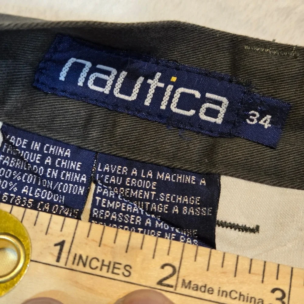 Nautica Mens Pleated Chino Shorts Cotton Black Casual Preppy 34